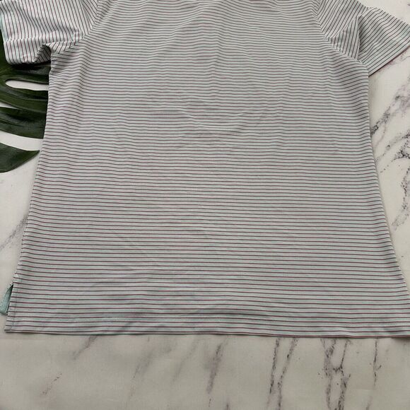 Johnnie O Mens Polo Shirt Size L Light Blue Red Striped Short Sleeve Hoover Cay - Picture 11 of 11